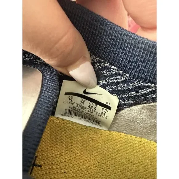 Nike Air VaporMax Flyknit 2 Men’s Size 14 Blue Yellow Running Shoes AJ6900-400 - Picture 7 of 7